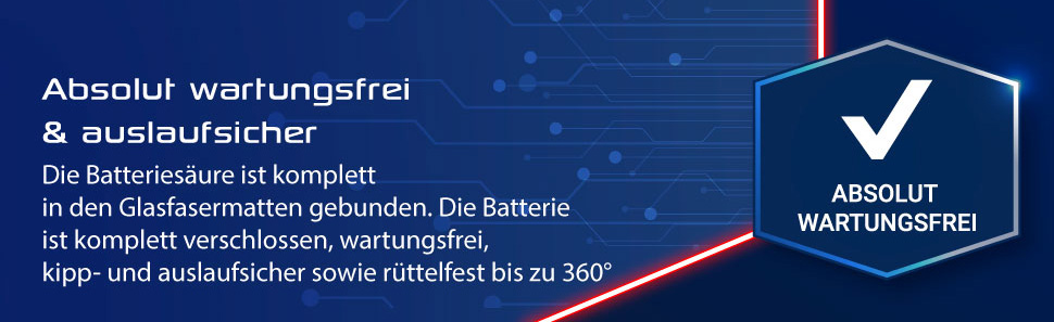 Absolut wartungsfrei & auslaufsicher