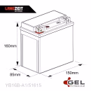 Langzeit Gel Motorradbatterie YB16B-A1 16Ah 12V