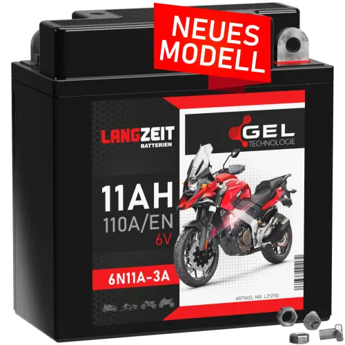 Langzeit Gel Motorradbatterie 6N11A-1B/3A 6V 11Ah