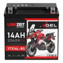 Zweites Bild von Langzeit Gel Motorradbatterie YTX14L-BS 14Ah 12V