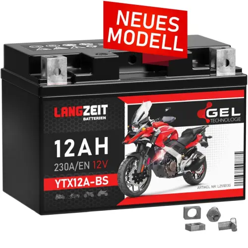 Langzeit Gel Motorradbatterie YTX12A-BS 12Ah 12V Hauptbild
