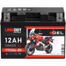 Langzeit Gel Motorradbatterie YTX12A-BS 12Ah 12V Frontbild