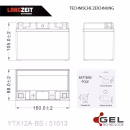 Langzeit Gel Motorradbatterie YTX12A-BS 12Ah 12V Abmessungen