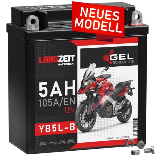 Langzeit Gel Motorradbatterie YB5L-B 5Ah 12V