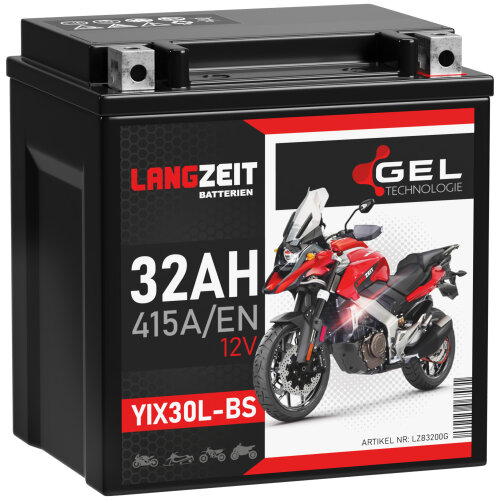 Langzeit Gel Motorradbatterie YIX30L-BS 32Ah 12V