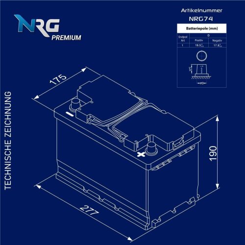 NRG Premium Autobatterie 74Ah 12V, 66,90 €