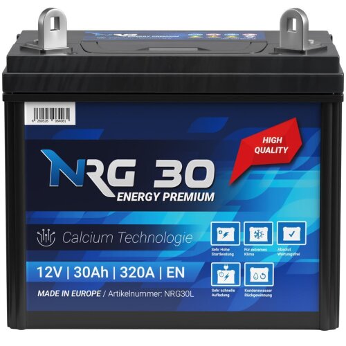 NRG Premium Rasentraktor Starterbatterie 30Ah 12V