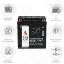 Zweites Bild von SIGA Bike Gel Motorrad Batterie YB9-B 9AH 12V
