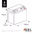 SIGA Bike Gel Motorrad Batterie YTX14L-BS 14Ah 12V Maße