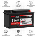 LANGZEIT Autobatterie 85Ah 12V EFB Batterie Start-Stop Starterbatterie