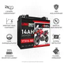 Zweites Bild von Langzeit Gel Motorradbatterie YTX14-BS 14Ah 12V