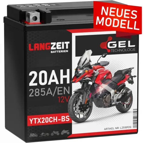 Langzeit Gel Motorradbatterie YTX20CH-BS 20Ah 12V Hauptbild