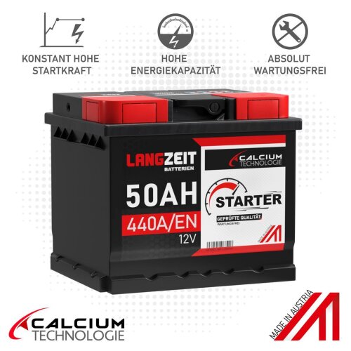 Langzeit Starter Autobatterie 50Ah 12V, 46,90 €