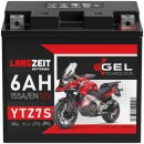 LANGZEIT Gel Motorrad Batterie YTZ7S 6AH 12V