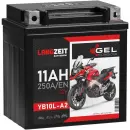 Langzeit Gel Motorradbatterie YB10L-BS 11Ah 12V Vorderbild