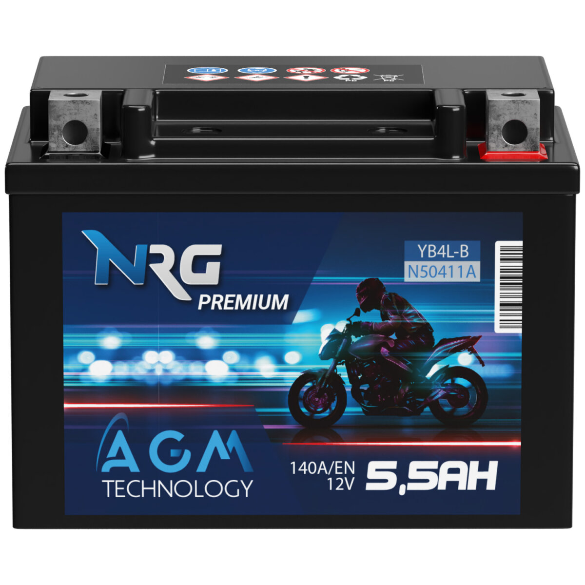 NRG AGM Motorradbatterie YB4L-B 5,5Ah 12V, 18,88 €