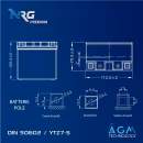 NRG AGM Motorradbatterie YTZ7S 6,5Ah 12V Abmessungen
