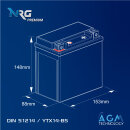 NRG AGM Motorradbatterie YTX14-BS 14,5Ah 12V