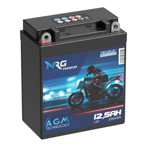 NRG AGM Motorradbatterie YB12A-A 12,5Ah 12V, 43,90 €
