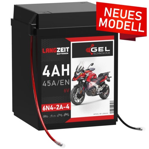 Langzeit Gel Motorradbatterie 6N4-2A-4 4Ah 12V