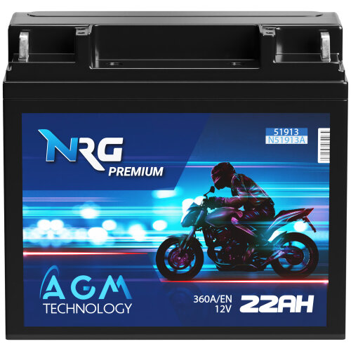 NRG AGM Motorradbatterie 51913 22Ah 12V