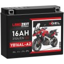Langzeit Gel Motorradbatterie YB16AL-A2 16Ah 12V