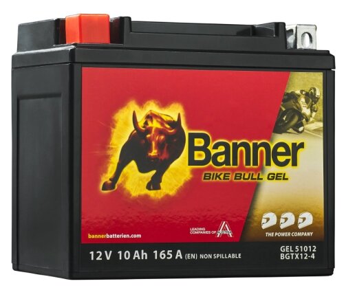 Banner Bike Bull GEL 51012 BGTX12-4 Motorradbatterie 10Ah 12V YTX12-BS