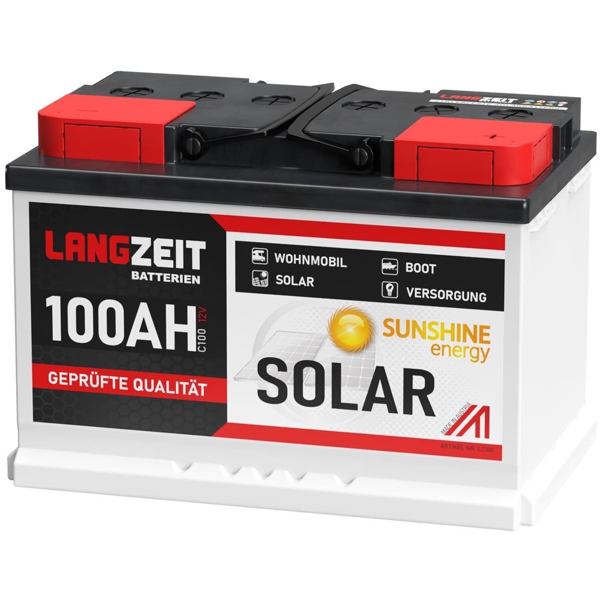 Langzeit Solarbatterie 100Ah 12V, 99,08 €