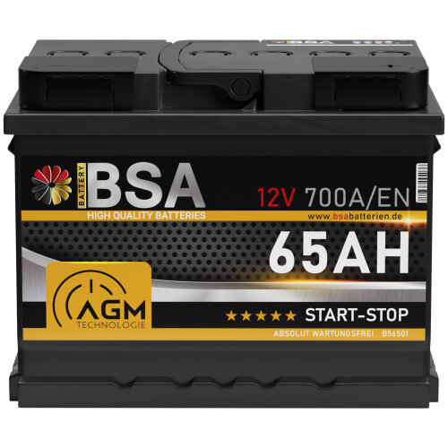 BSA AGM Autobatterie 65Ah 12V