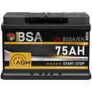 BSA AGM Autobatterie 75Ah 12V